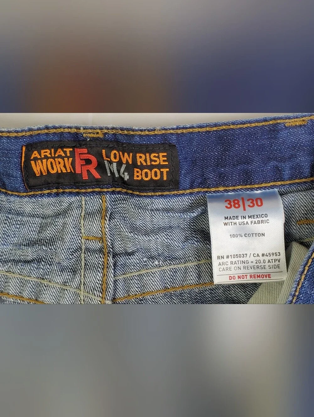 Ariat FR Mens M4 Low Rise Boot Cut Flame Resistant Denim Jeans- Size 38 x 30 EUC